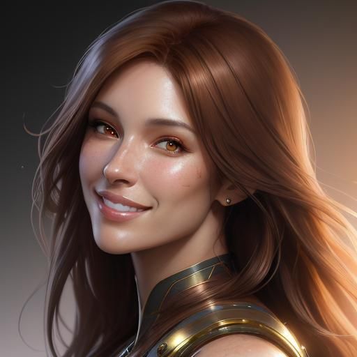 Portrait of Smiling Woman in Hyperdetailed Digital Art