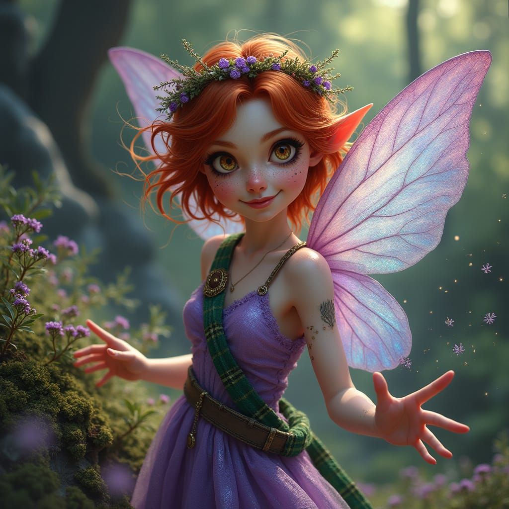 Ethereal Woodpunk Fairy in Scottish Highlands