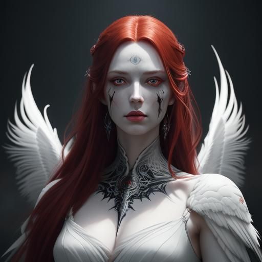 Mystical Woman with Feathers: Digital Concept Art