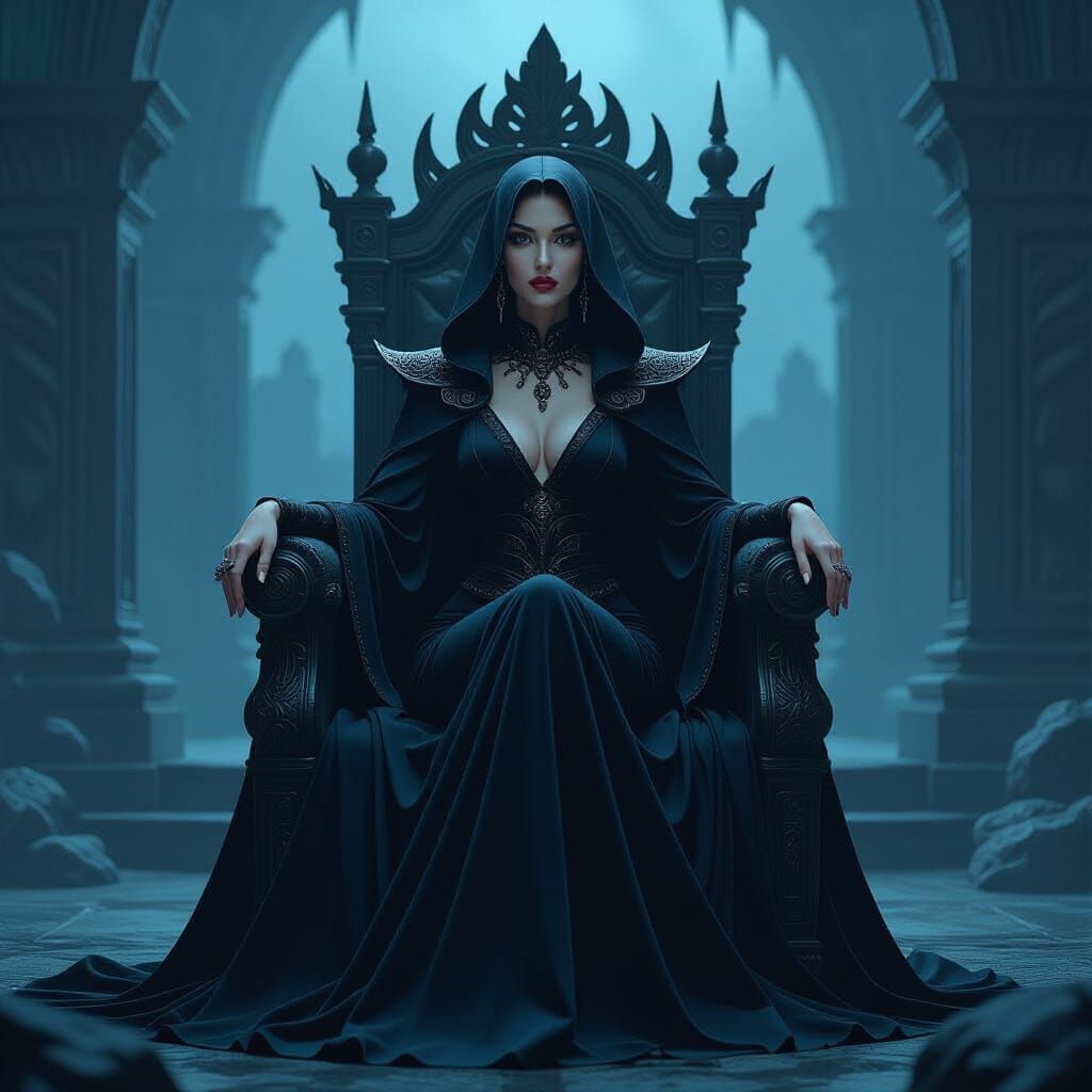 Regal Woman in Underworld Scenery: A Futuristic Noir Illustr...