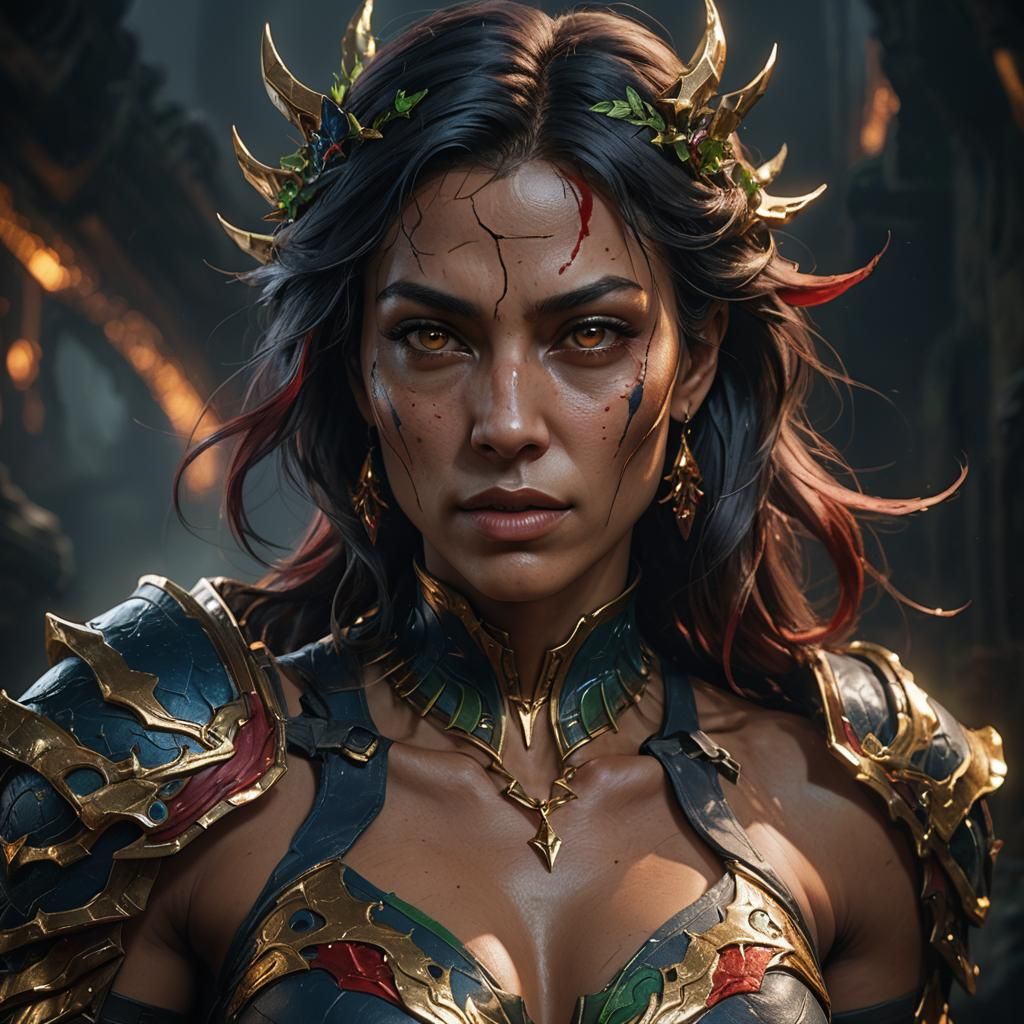 Dark Fantasy Woman Portrait in Dramatic Lighting