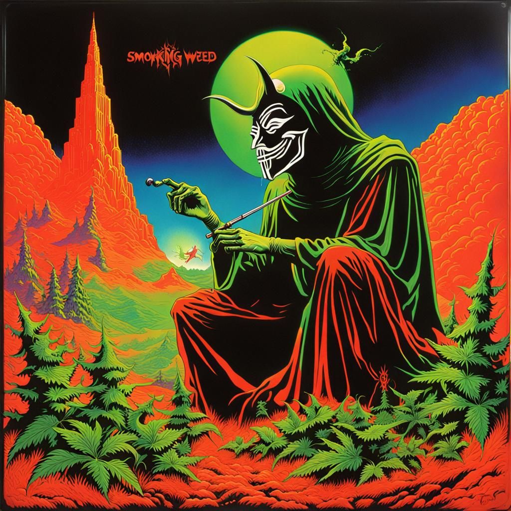 Anonymous Ray "Smoking Weed with Satan" Metal Album Cover