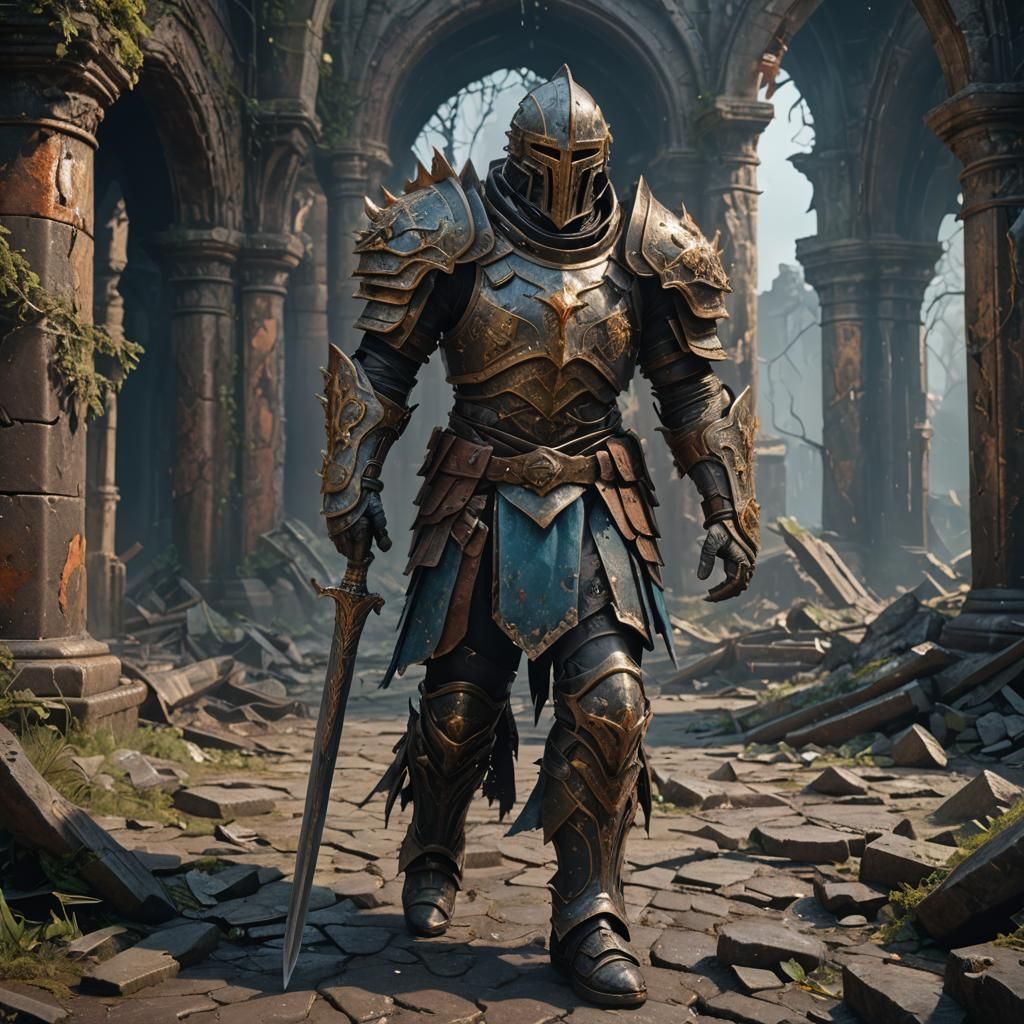 Decaying Armored Warrior: Detailed Fantasy Art