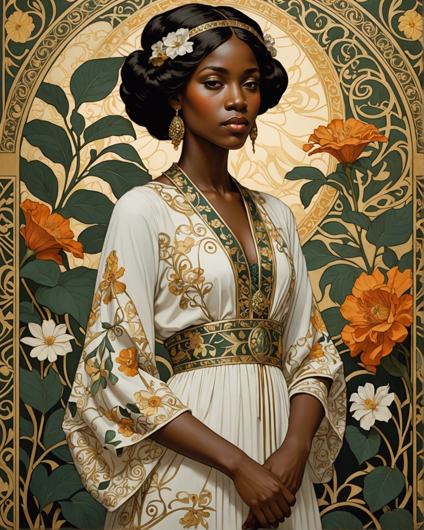 Graceful Woman in Art Nouveau Style