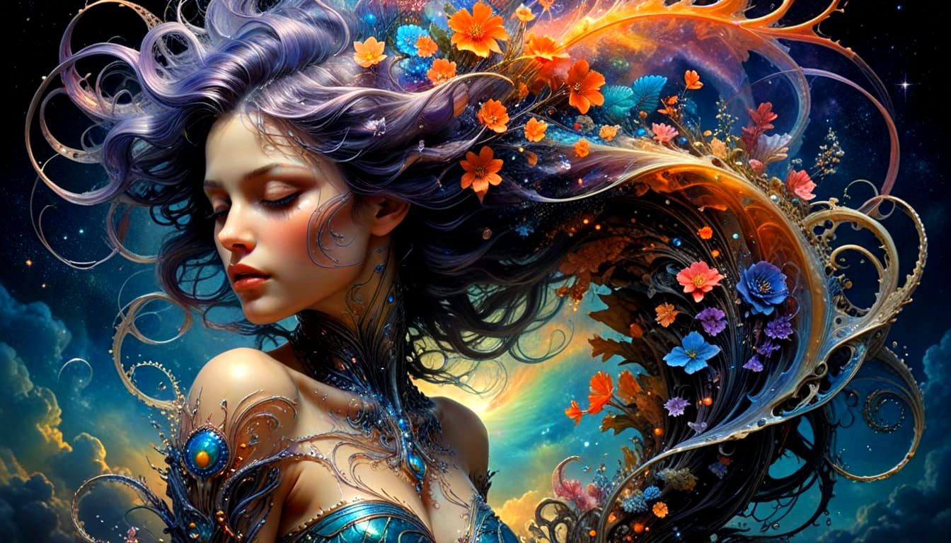 Cosmic Mermaid in Stardust Dreamscape