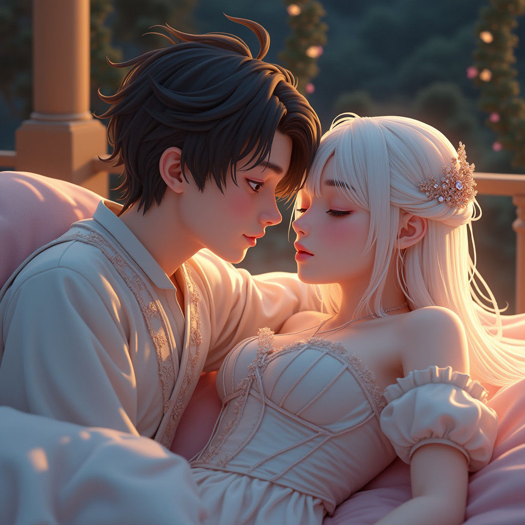 Royal Couple in Medieval Castle Balcony