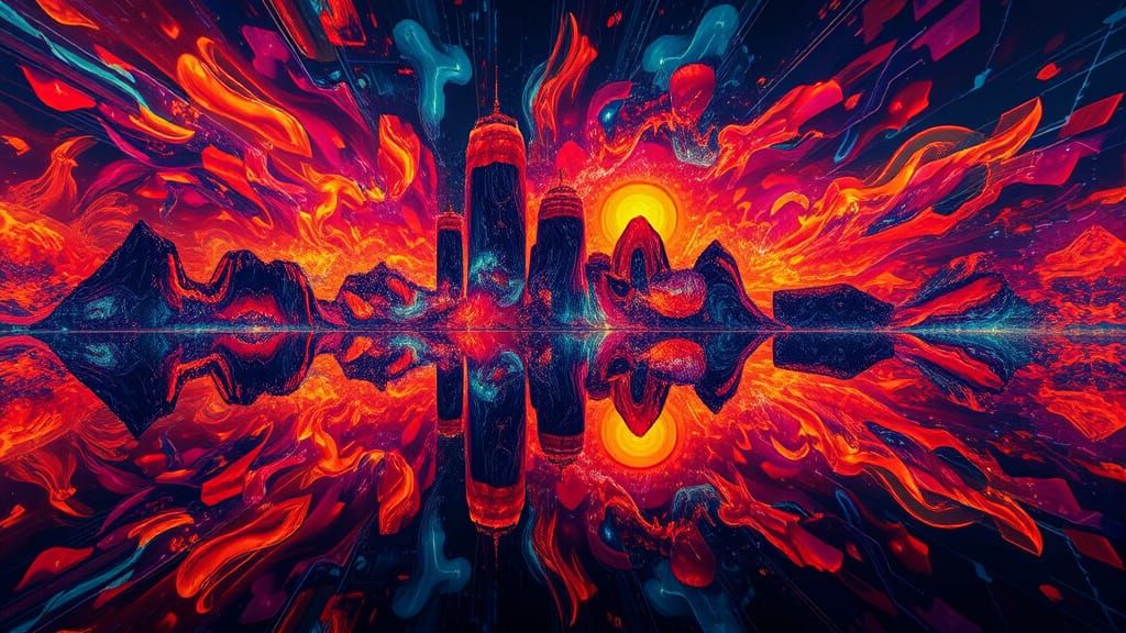Epic Colorful Masterpiece with Vibrant Reflections