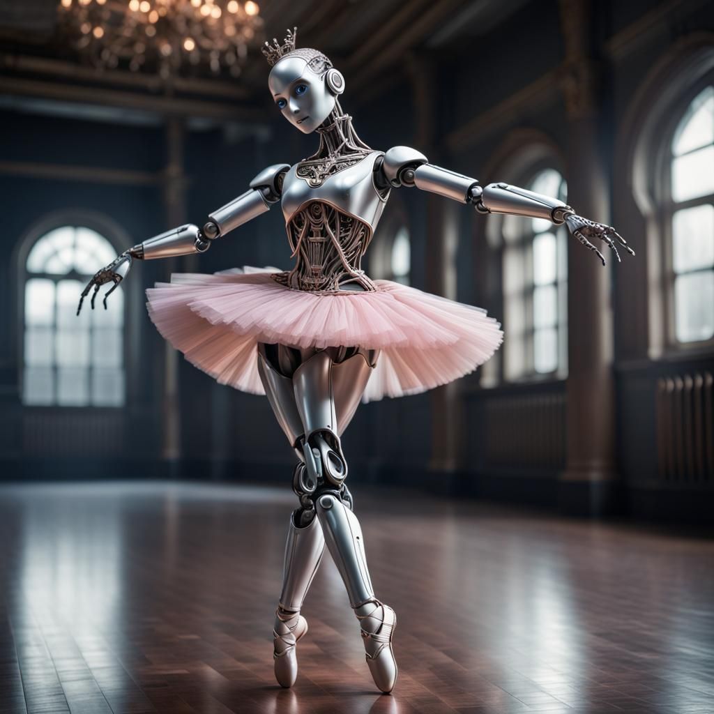 Hyperrealistic Robot Ballerina in Cinematic Style
