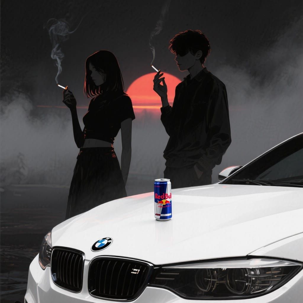 Figures in Shadow with Energy Drinks, Film Noir Style