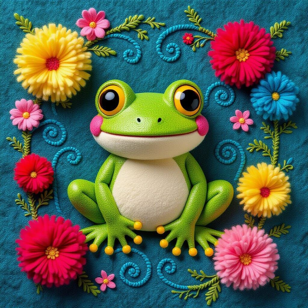 Pom poms frog