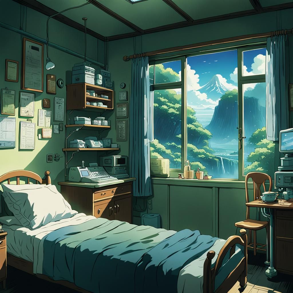 Old Man Hospitalized: Studio Ghibli Anime Style