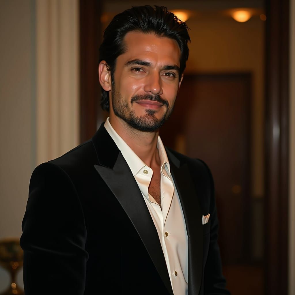 Elegant Men in Black Suits: A Stylish Night Scene