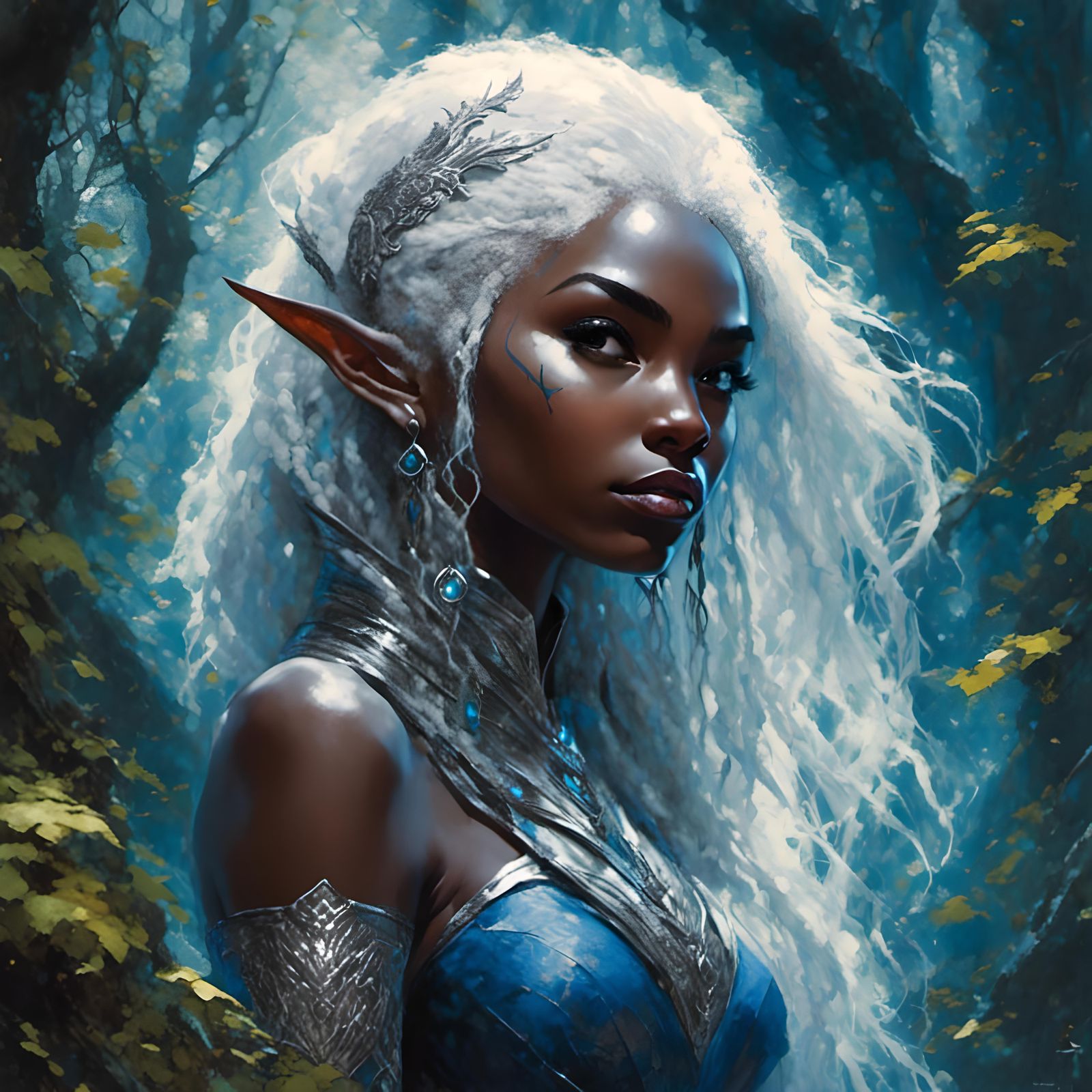 Sci-Fi Drow Elf Portrait in Anime Style