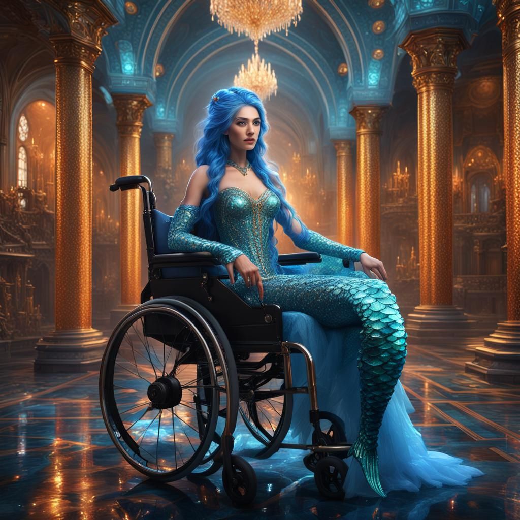 Crystalline Mermaid in Palace: Fantasy Concept Art