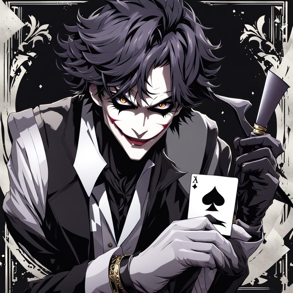 Anime Joker Emerges from Playing Card