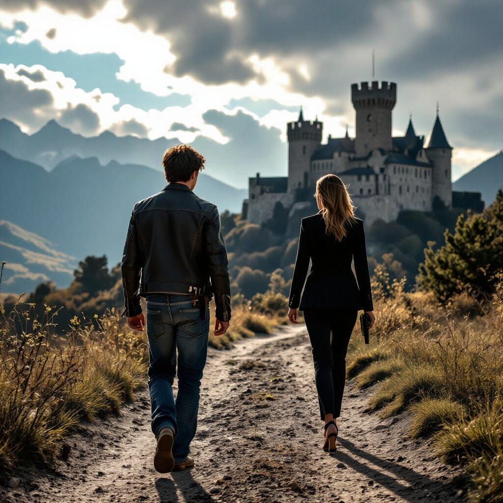 Teenage Boy Tied Up Beside Woman With Holster Near Mountain ...