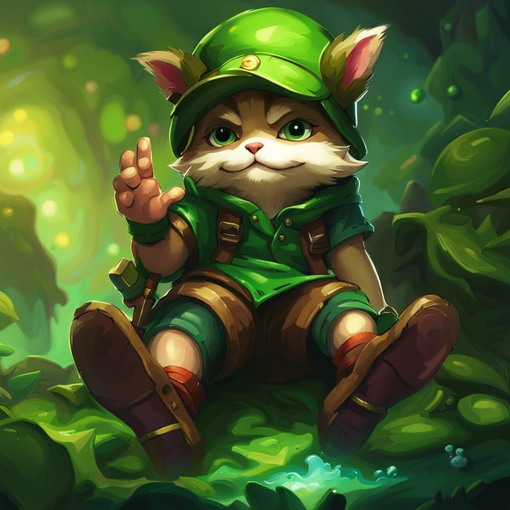 Teemo with Blowpipe: Digital Oil Painting