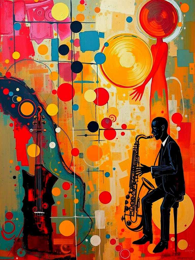 Abstract Saxophone Art in Expressionist Style