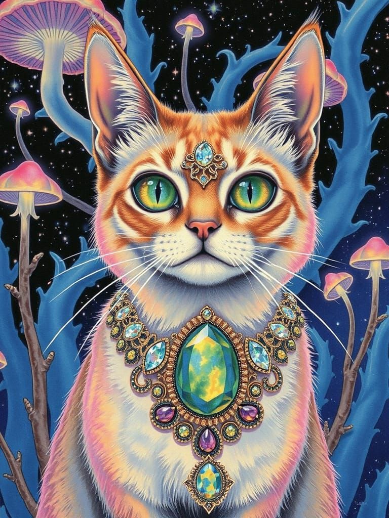 Mystical Feline Goddess Shines with Otherworldly Intelligenc...