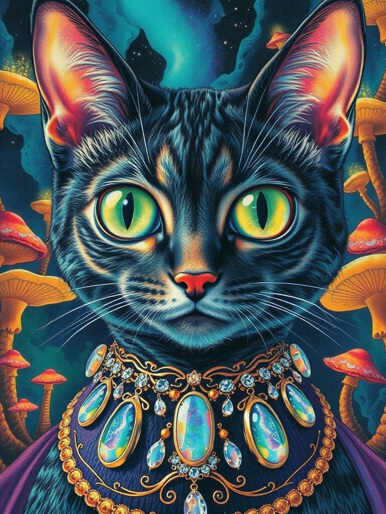 Whispers of Starlight: Mystical Feline Being in Art Nouveau ...