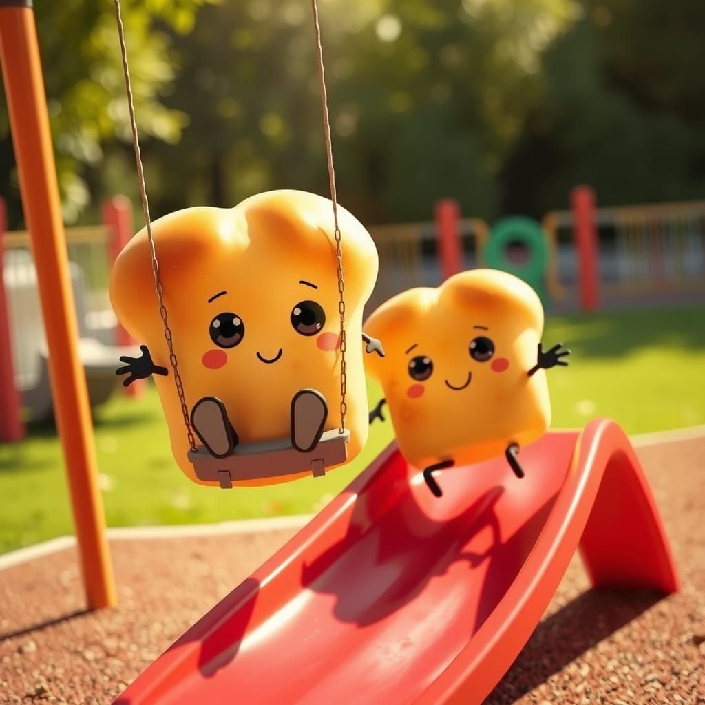 Chibi Bread Rolls Play in a Sunny Playground