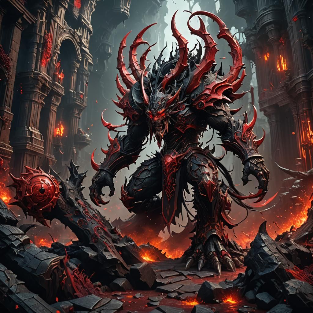 Fantasy Final Boss in Red and Black
