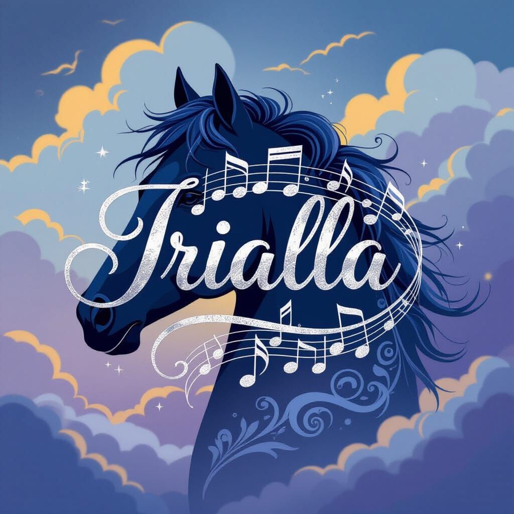 Elegant Irialla Script with Horse Silhouette