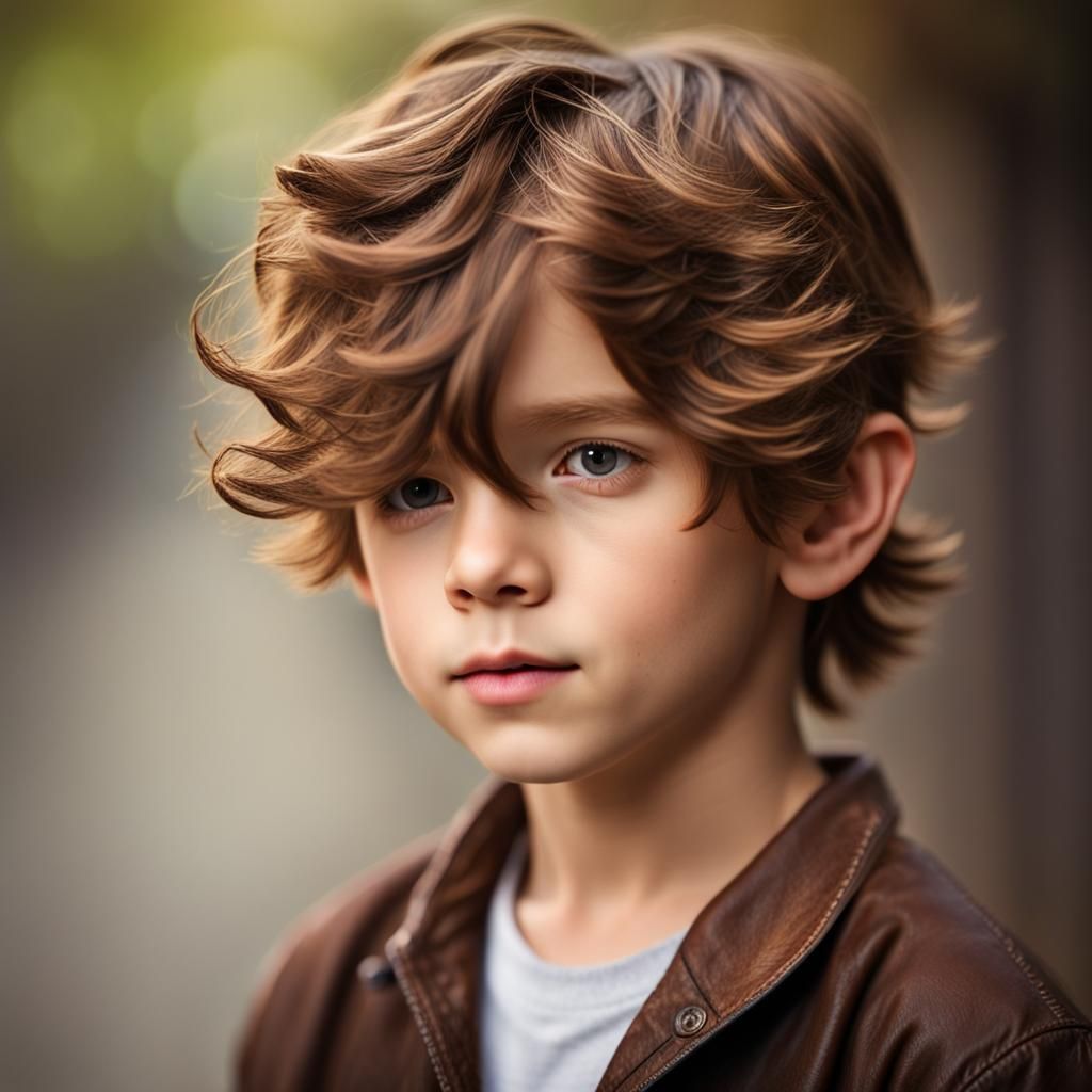 Boy with Flowing Hairstyle in Professional Photo