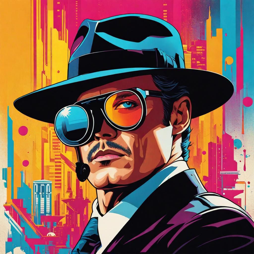 Retro-Futuristic Spy Movie Poster in Post-Punk Style