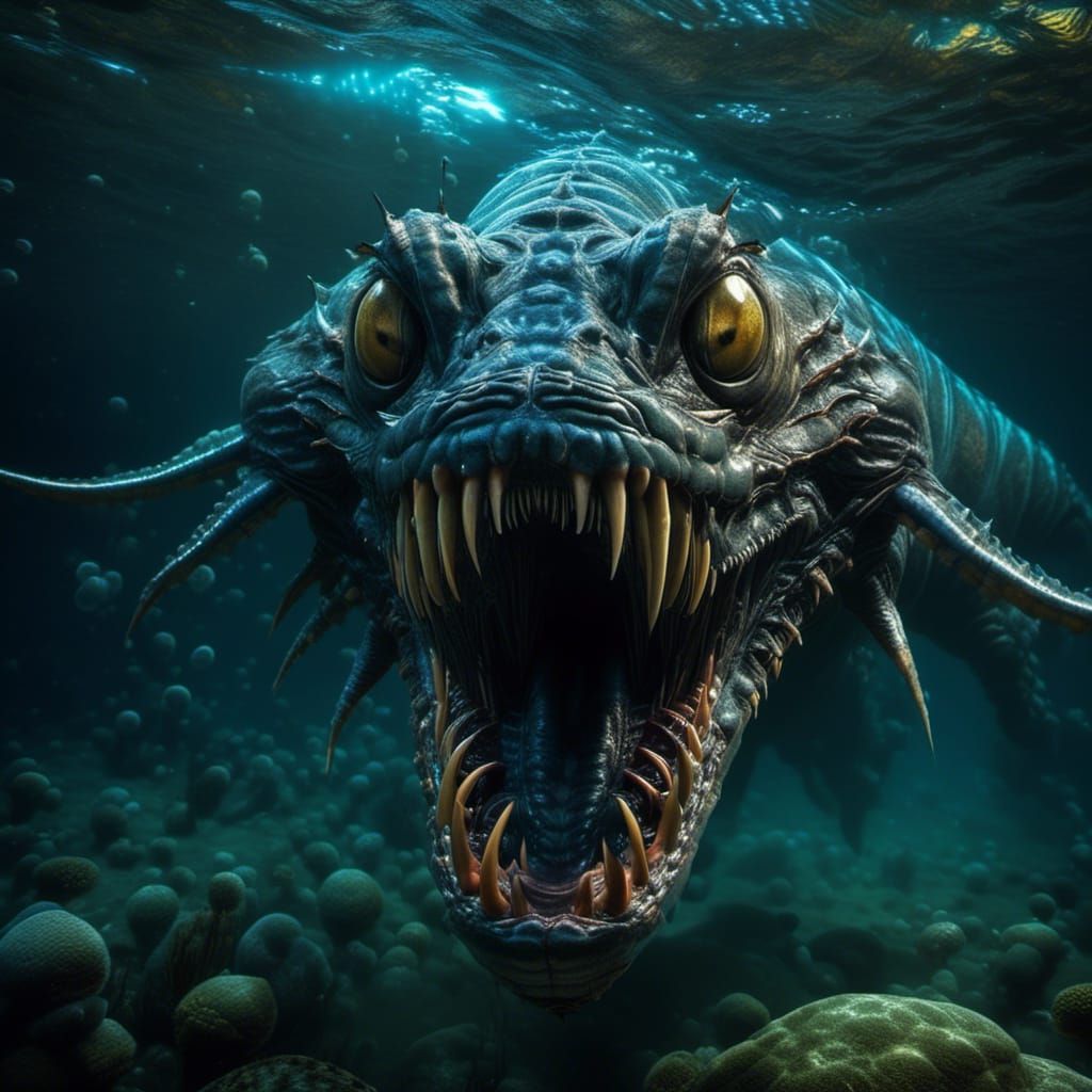 Frightening Bioluminescent Sea Monster Lurking Below