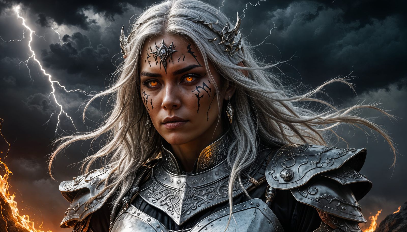 Female Shaman Guards Hell Portal in Hyperrealistic Style