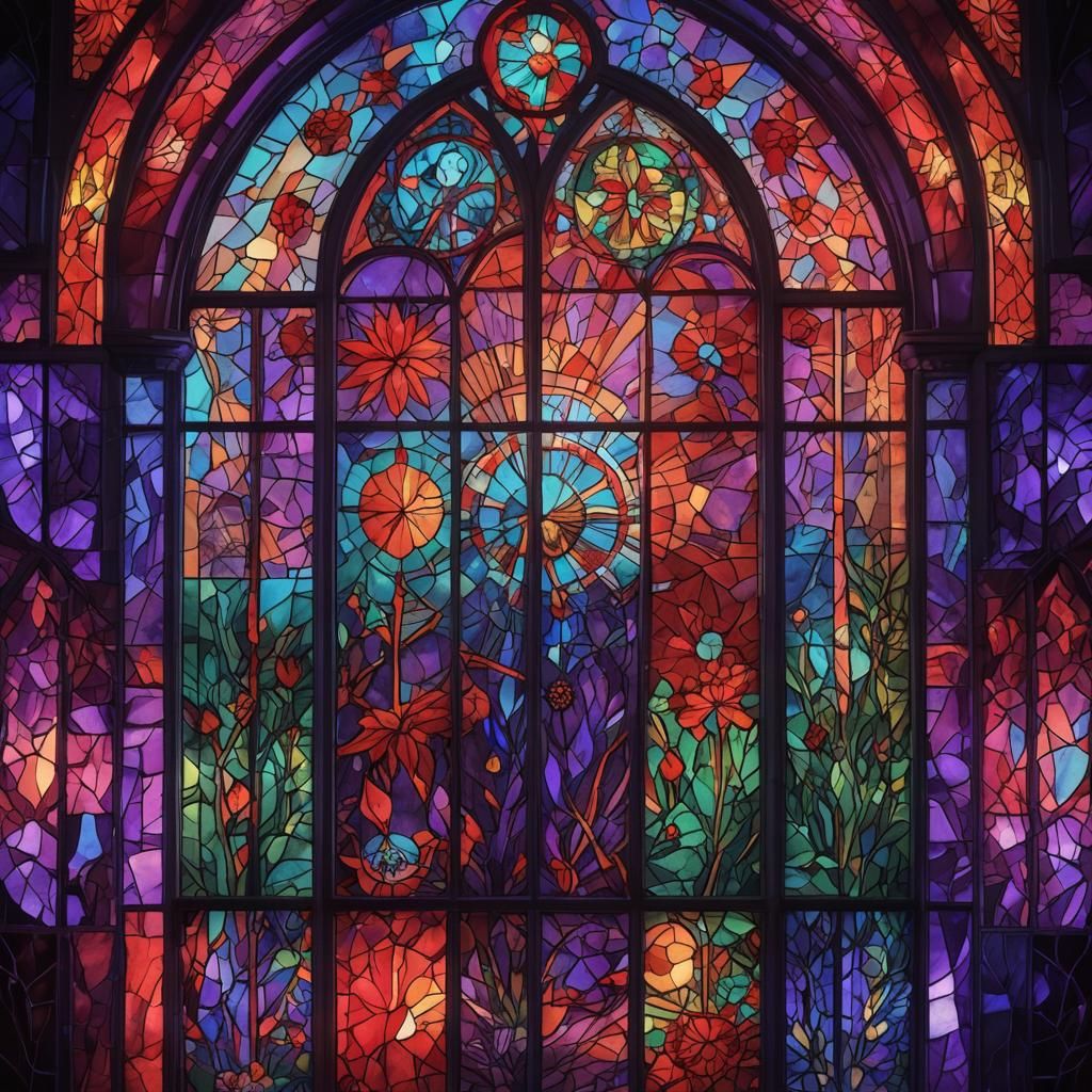 Stunning Stained Glass Window in Pop Art Style