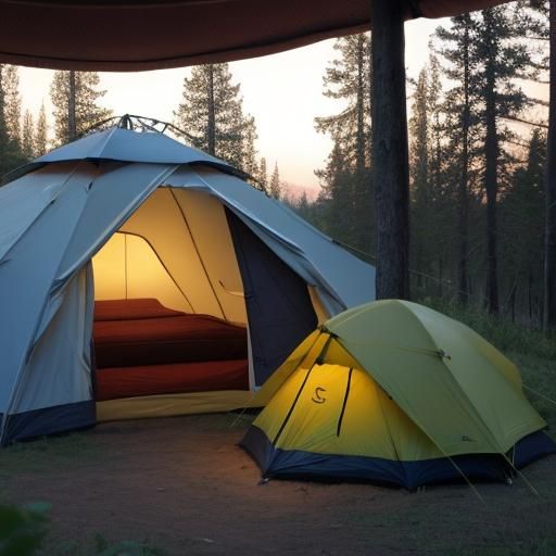 Woman in Tent Lit by Coleman Lantern