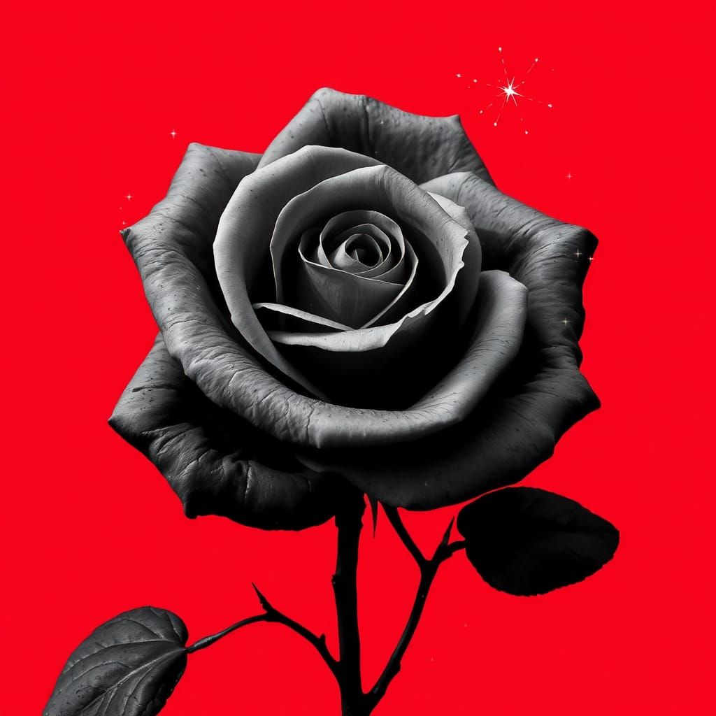 Black and White Rose on Red: Abstract Maximalism