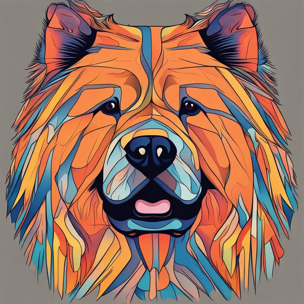 Abstract Chow Chow Portrait in Complementary Colors