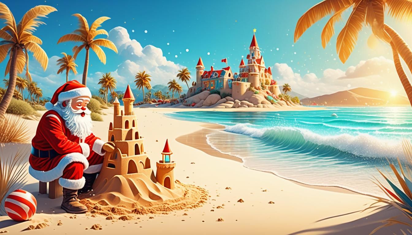 Whimsical Christmas Wonderland on a Sunny Beach