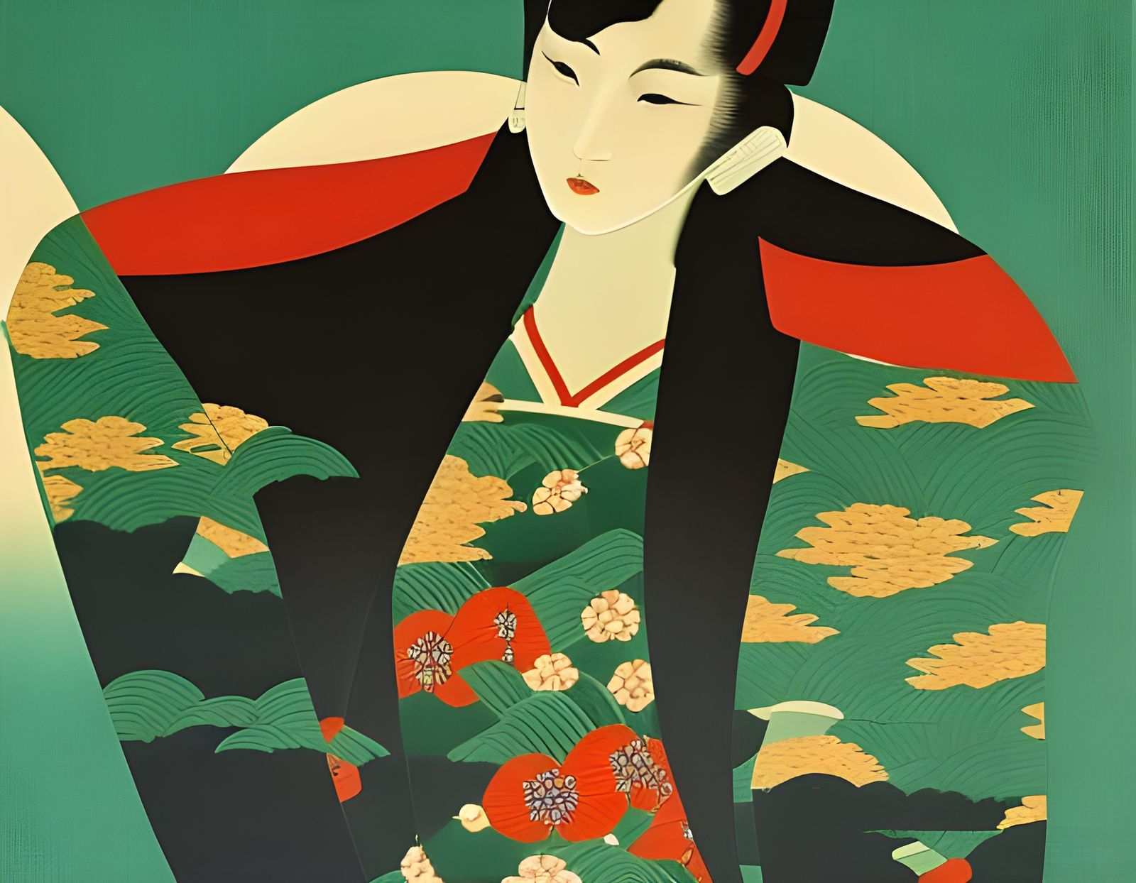 Modern Portrait of Japanese Woman, Fashion Art for Vogue