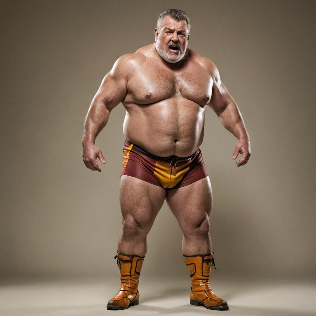Muscular Wrestler Exudes Vigor in Dynamic Pose
