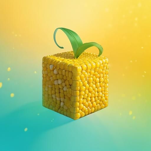 Cube-Shaped Corn in Dreamlike Fantasy Art