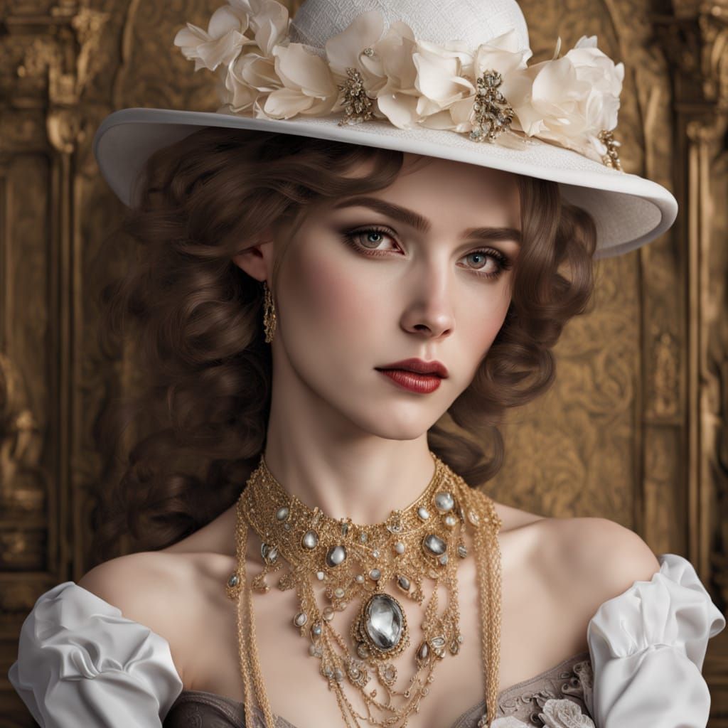 Aristocratic Woman in Cyberpunk Gothic Style Portrait