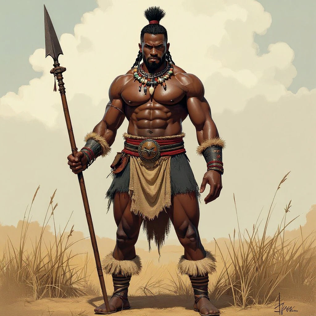 Zulu Warrior with Spear and Shield