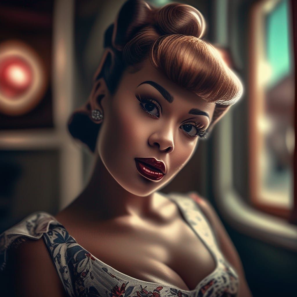 Vintage Pinup Retro in Hyperrealistic Style