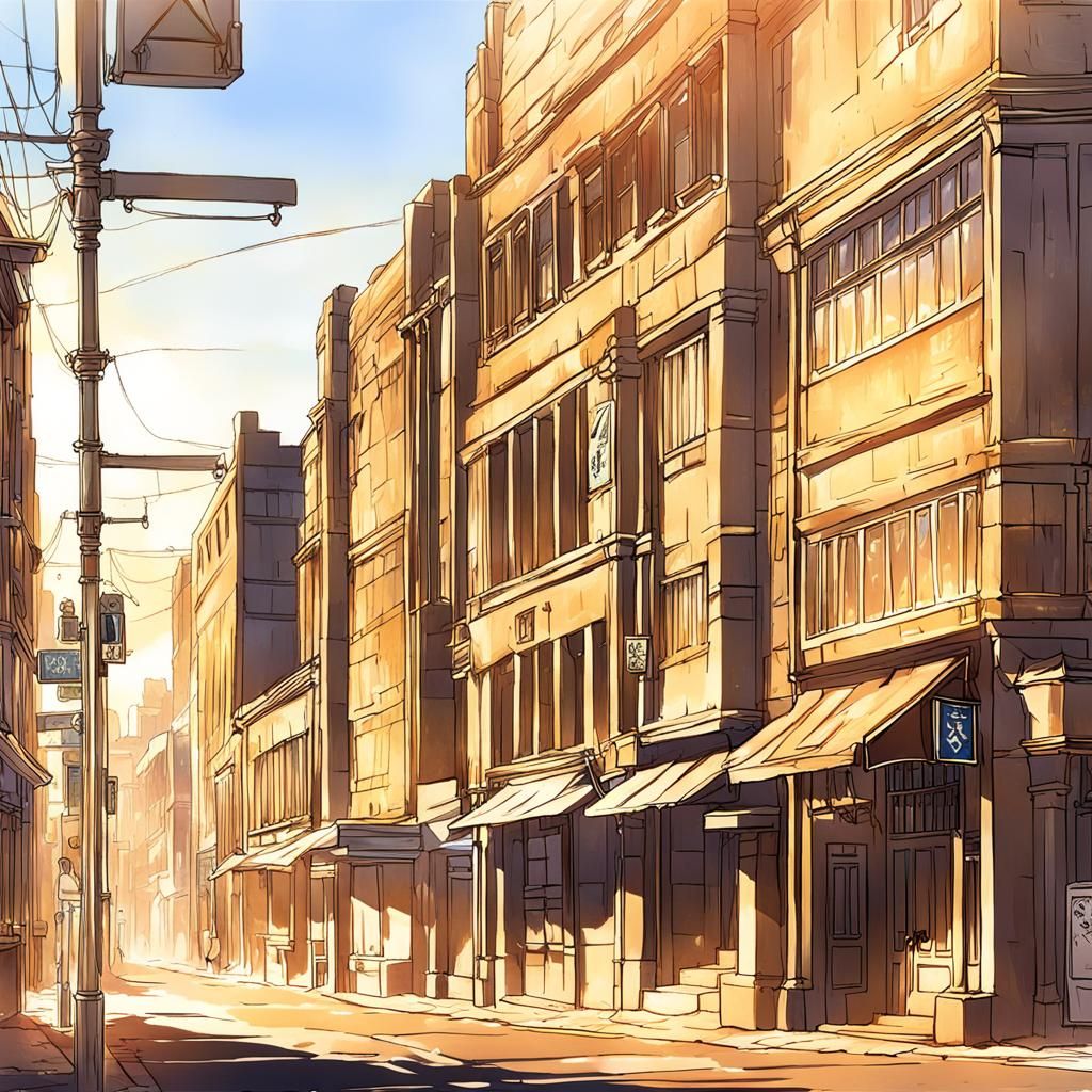 Anime Cityscape of Bloemfontein at Sunset