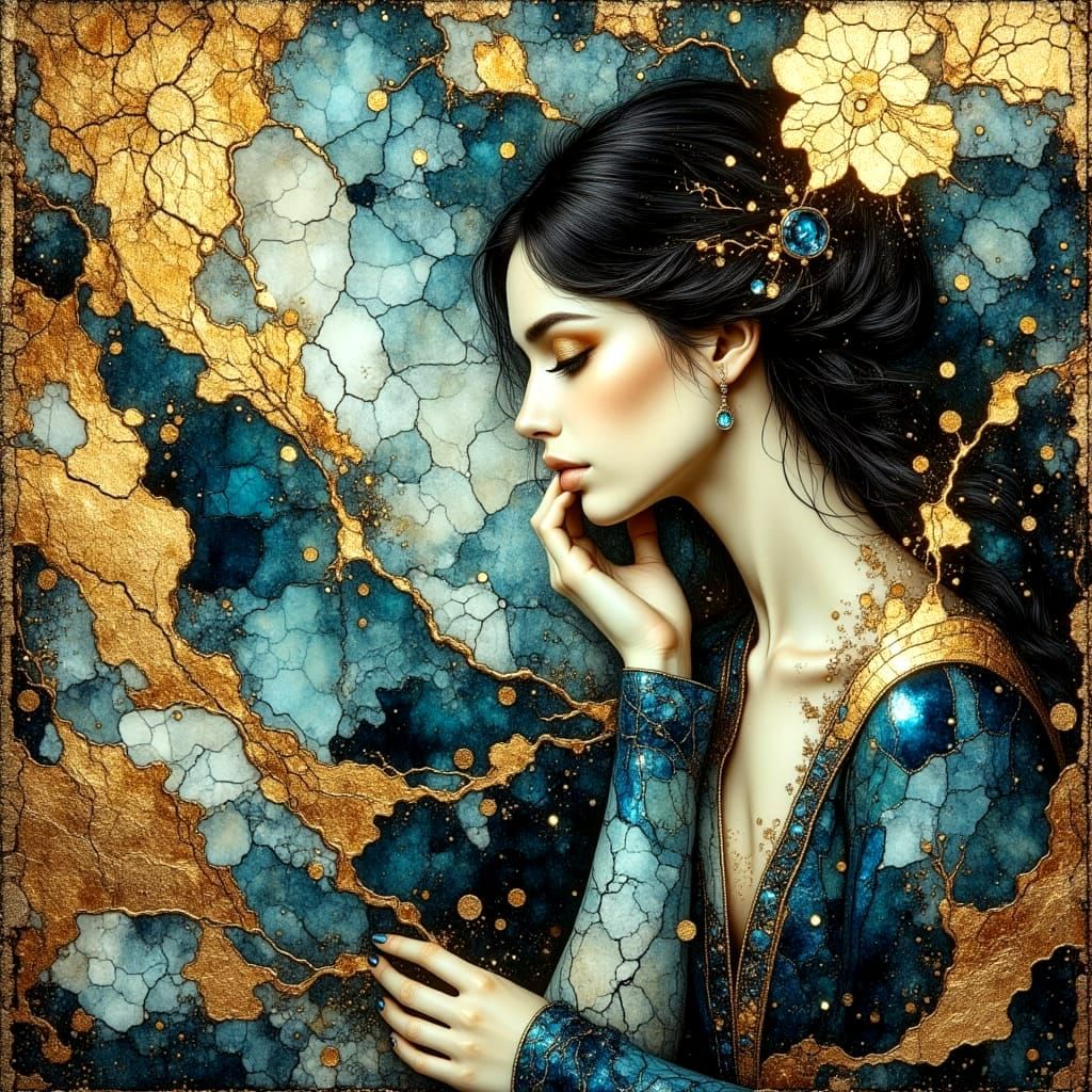 Golden Goddess in Crinkled Metallics