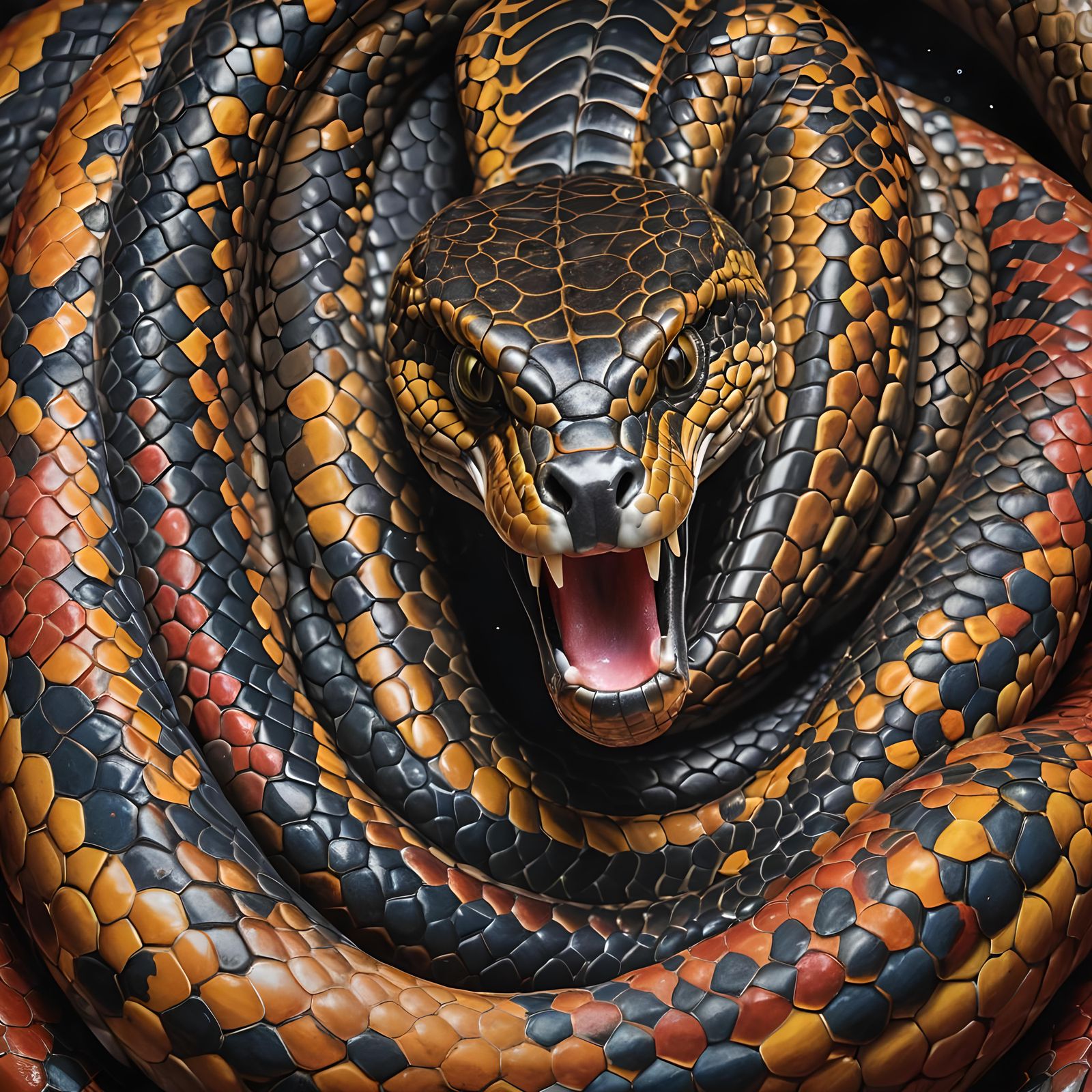 Photorealistic Portrait of a Colorful Indian Cobra