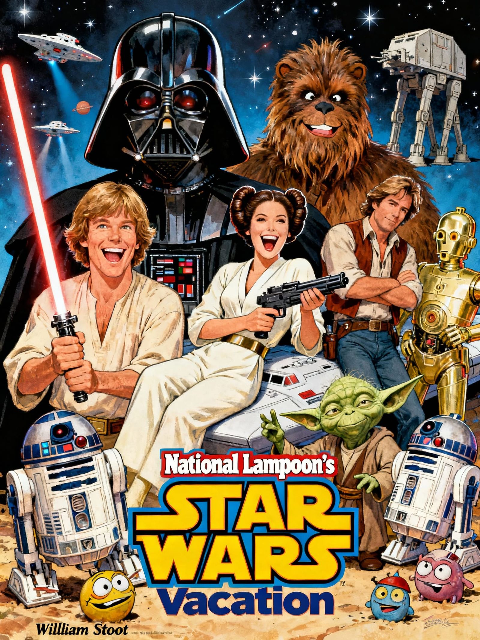 Star Wars Vacation Movie Poster in Comic Comedy Style
