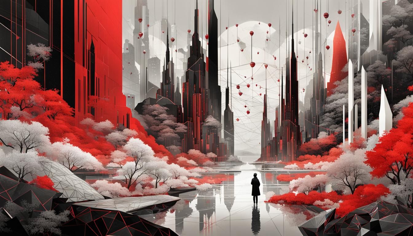 Surreal Sci-Fi Landscape with Crystal Buildings