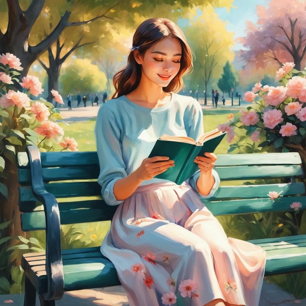 Girl Sitting on a Bench