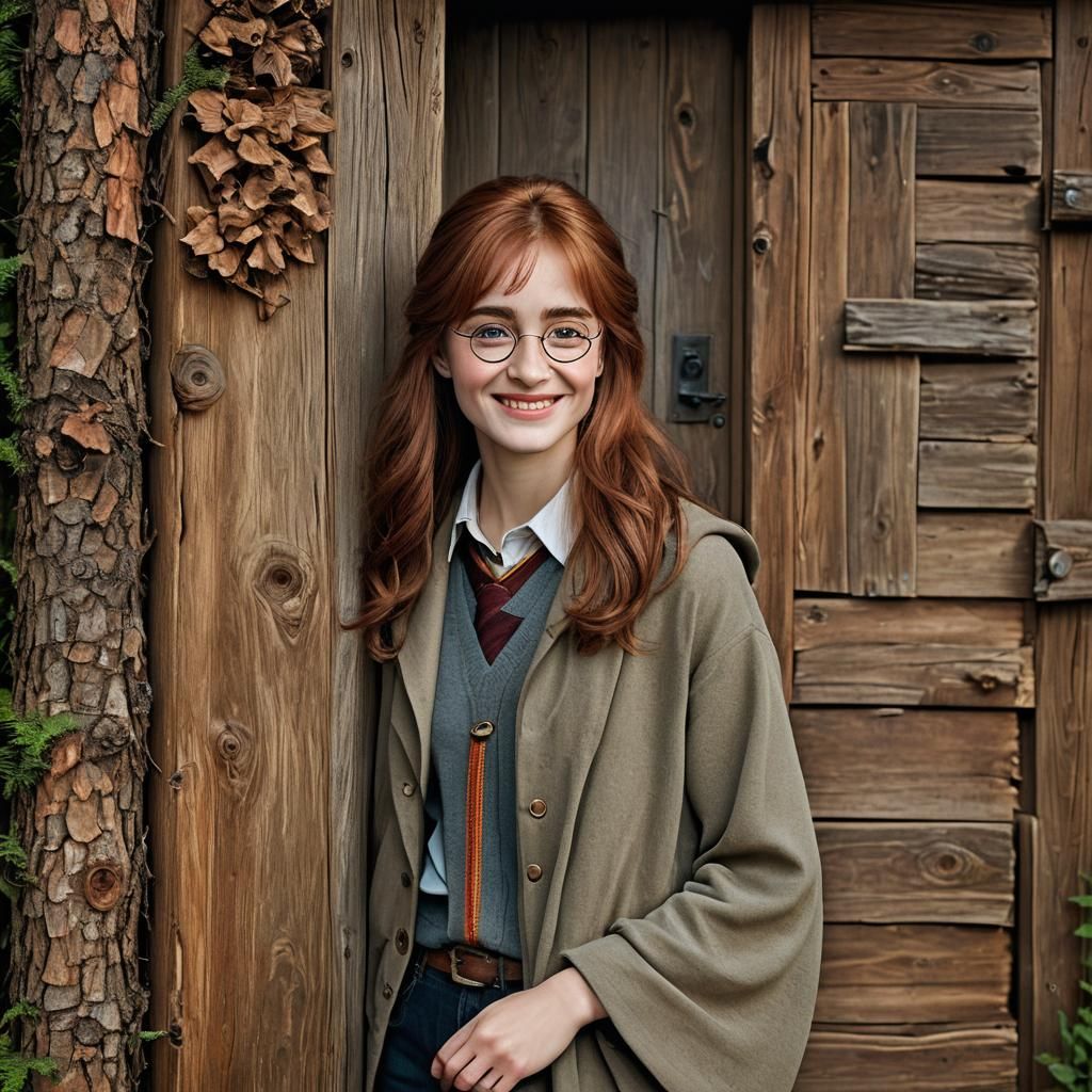 Auburn-Haired Woman Portrait in Forest Setting