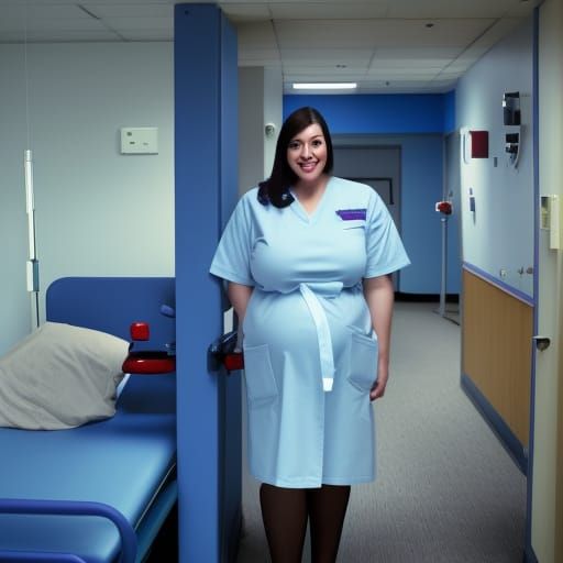 Attractive Plus Size Nurse in Hospital Setting